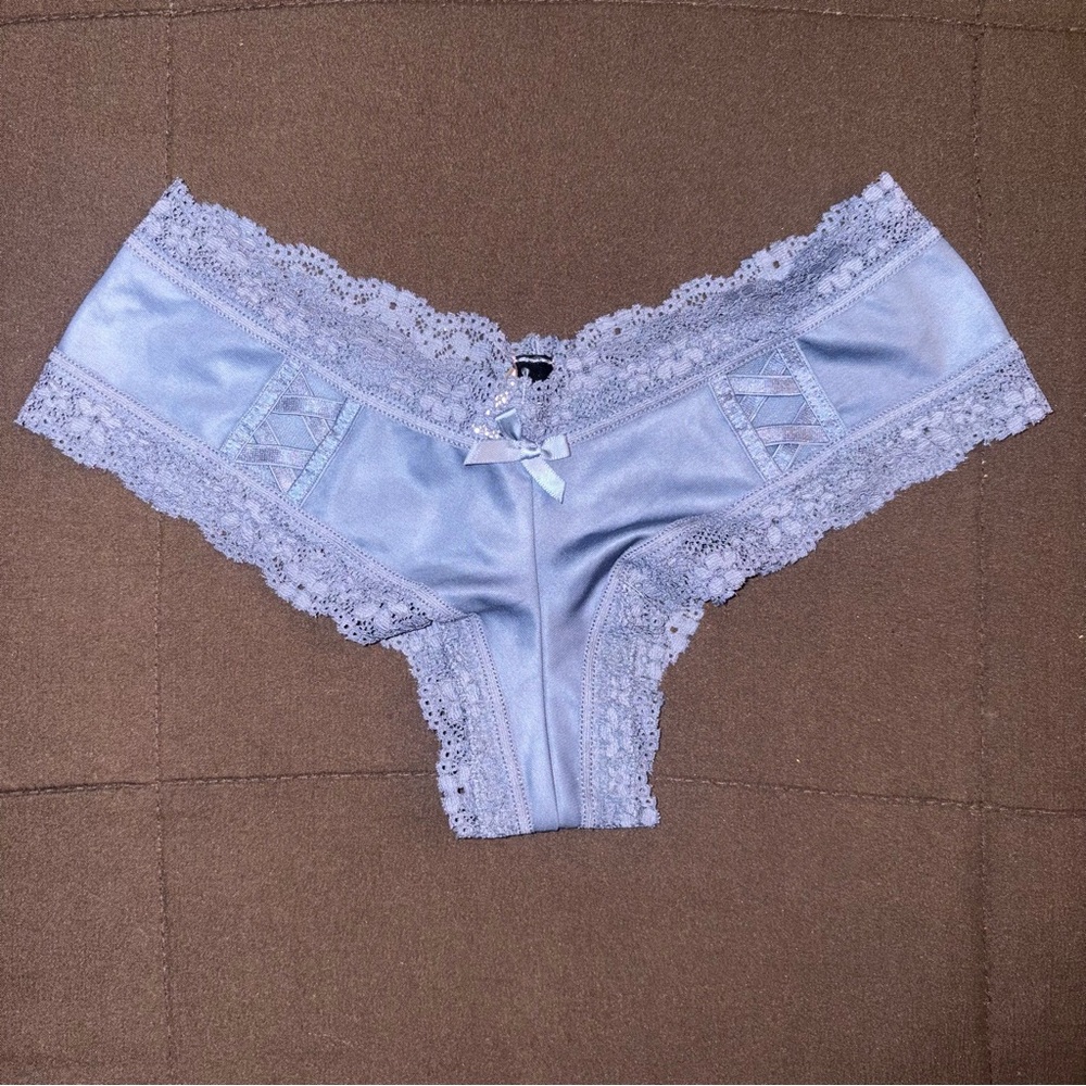 Victoria's Secret Blue Faux Leather and Lace Trim Panty NWT | size XS